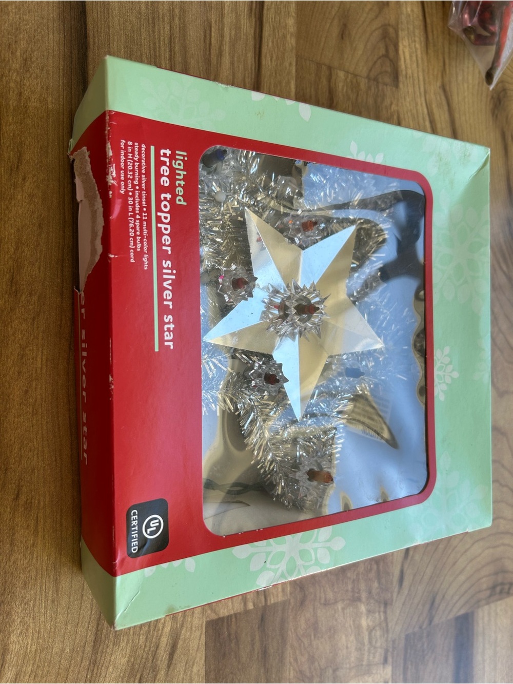 Lighted Silver Star Tree Topper - Holiday Home